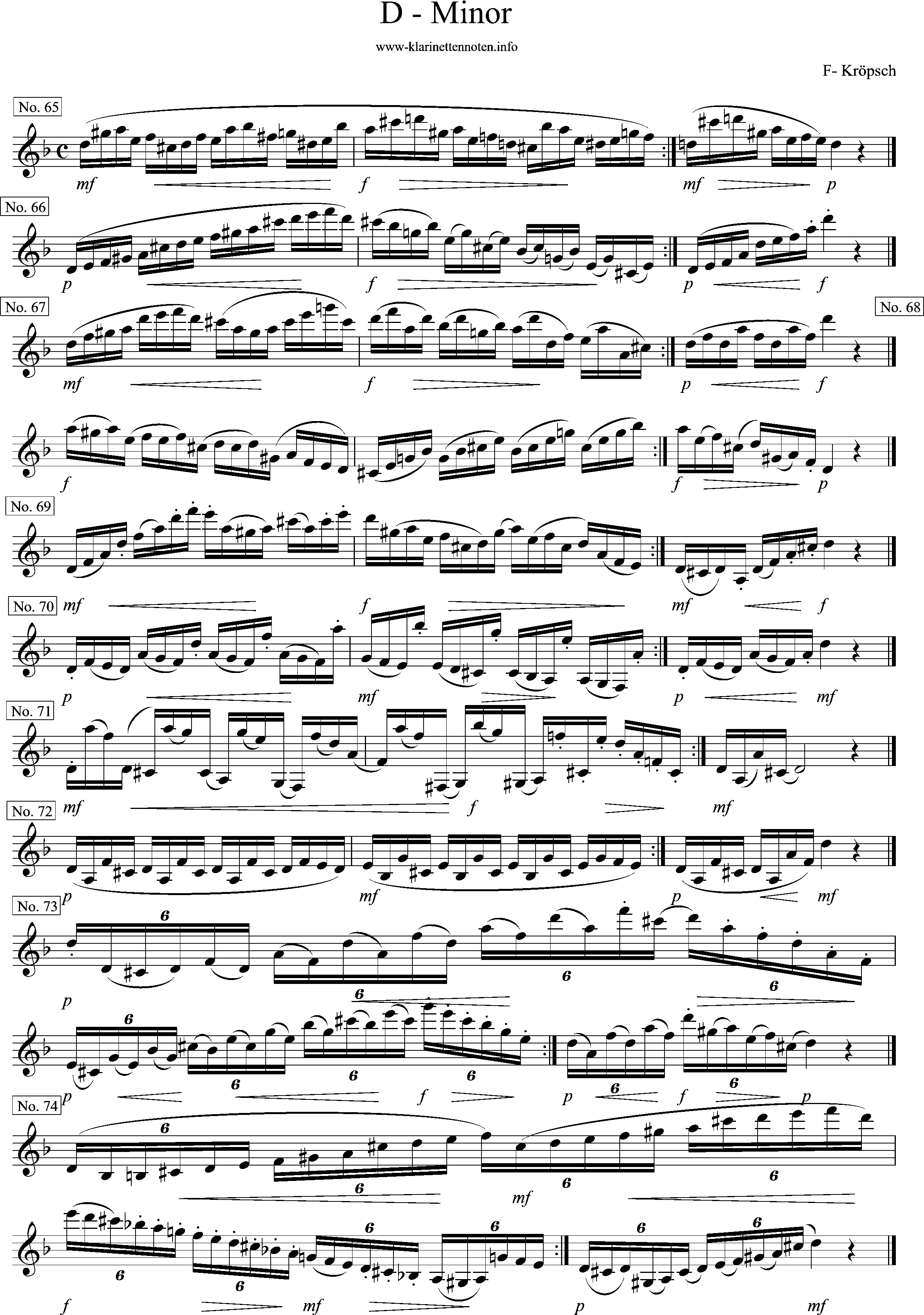416 etudes, Fritz Kröpsch, d-minor, seite 1